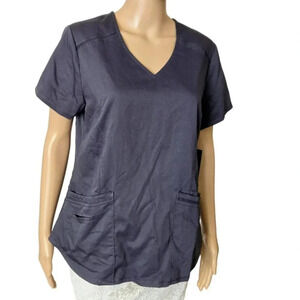 Grey's Anatomy Scrub Top Women 4 Pockets Cross Over V-Neck Steel size M